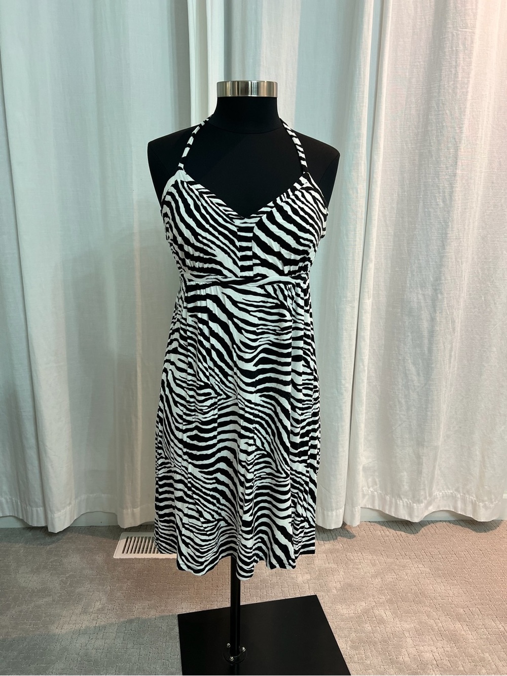 Express Black and White Zebra Halter Mini Dress